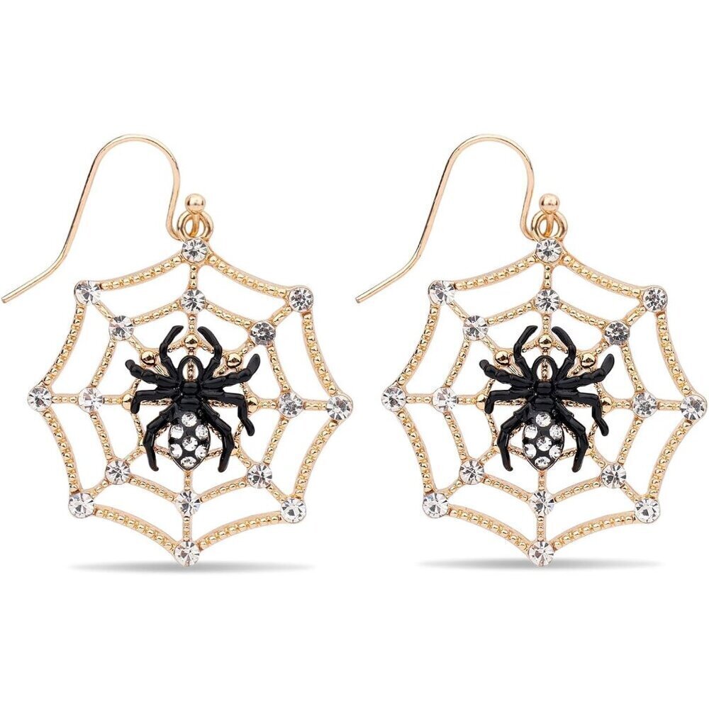 Halloween Spider Earrings, Fashion Spider Spooky Cobweb Earrings Halloween Earri